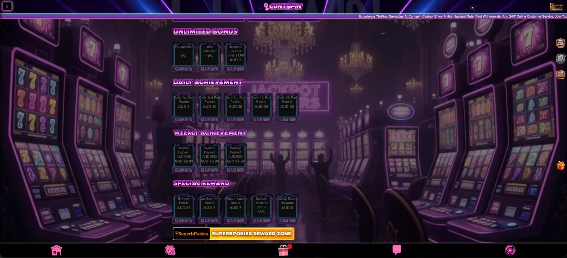 Cuntspin achievement rewards