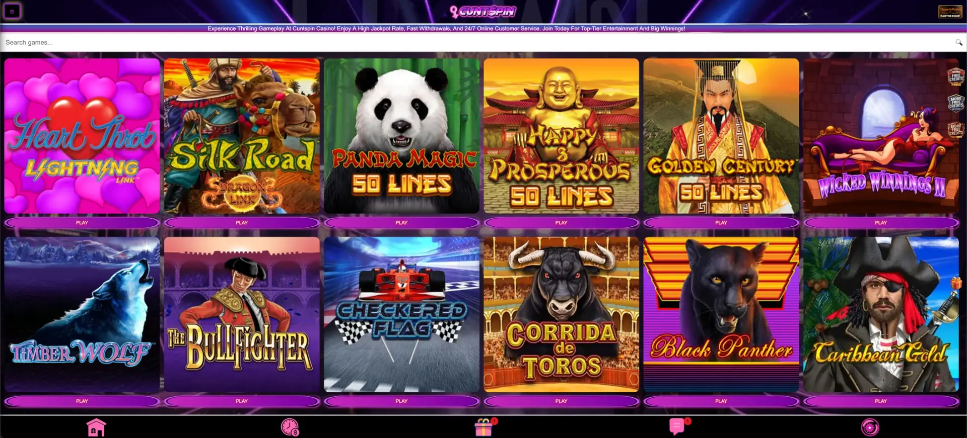 Classic pokies at Cuntspin: Heart Throb Lightning Link, Silk Road Dragon Link, Panda Magic 50 Lines